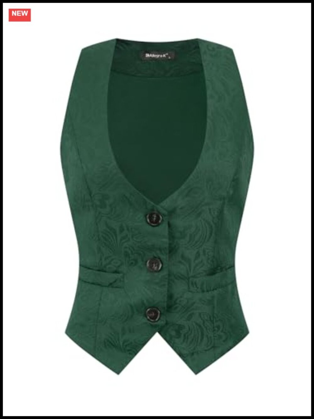 Vintage Jacquard Suit Waistcoat with Pockets - Women's